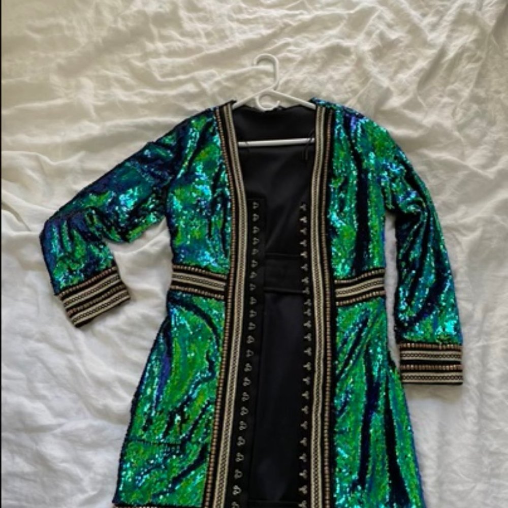 COPY - Heavy Blue Green Sequin Coat Perfect for Halloween